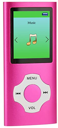 Portable MP3 Player, 1.8 Inch LCD Screen MP3 Player Media, HiFi Music Player Support MP3 Recording FM Radio Ebook Image Viewer, with Earphones (Pink)