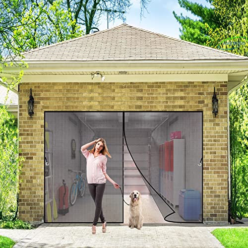 Magnet Fliegengitter Tür 285x240 cm Magnetischer Fliegenvorhang Moskitonetz, Auto Schließen, magnetische Adsorption, für Türen Patio - Schwarz H