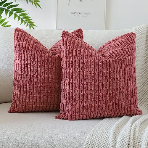 JOTOM 2er Set Kordsamt Weicher Kissenbezüge Moderne Kissenhüllen Dekorative Sofakissen Dekokissen Zierkissenbezug für Wohnzimmer Sofa Schlafzimmer Marmelade 50x50 cm
