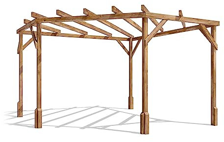 Dunster House Wooden Corner Pergola Kit 10' x 10' – Stylish DIY garden frame with elegant diamond structure. Perfect for climbing plants and outdoor charm, Utopia