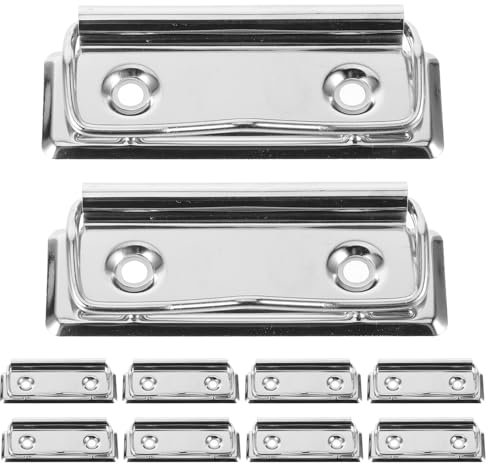 Healvian 10 Stück Klemmbrett Klemme Clip Verschluss Metall Flacher Metallklammer Binder Clipboard Clips Montierbare Metall-Ersatz-Klemmbrett-Clips Hobelbrett-Klemmen Büro-Schreibtafel-Clips