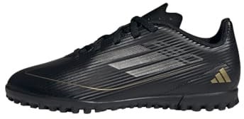 adidas F50 Club Football Boots Turf, Core Black/Iron Metallic/Gold, 3 UK