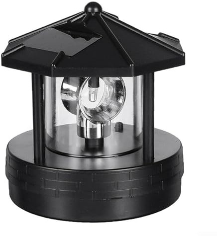 Solar Rotierender Leuchtturm, LED Solar Leuchtturm Garten Rasen Licht Wasserdicht Straßenlaterne für Outdoor, Garten, Weg Dekoration (Schwarz)