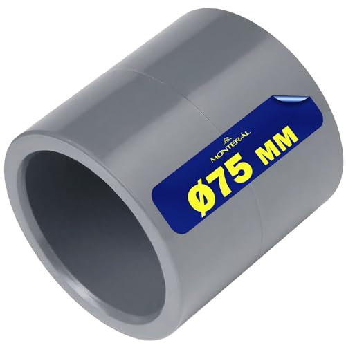 Manchon PVC U Ø 75 mm Utilisé pour Assembler Deux Tuyaux avec de la Colle - Garantie de 10 Ans - MONTERAL