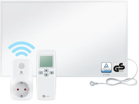 BR Bringer Infrarotheizung 800 Watt - mit Smart Thermostat und Fernbedienung - Infrarot Elektroheizung Energiesparend - 5 Jahre Garantie, TÜV GS - Deutsche Qualitätsmarke (weiß)