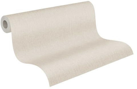 Livingwalls Carta da parati a tinta unita 396512 in beige, crema - Carta da parati monocolore di alta qualità con trama tessile per vari ambienti - 10,05m x 0,53m - Made in Germany