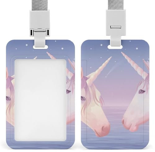 Id-Kartenhalter Arbeitsschildhalter Mit Lanyard Einhorn Und Mondhimmel Id-Kartenhalter Arbeitsschildhalter Mit Lanyard