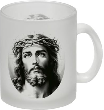 Jesus Christus Glas Tasse Inspirierendes Porträt von Jesus Religion im Alltag Christentum Heiland Erlöser Starker Glaube Biblische Motive Gott