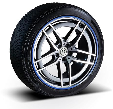 PRIORIM 4x Aluminium Felgenschutzringe (18 Zoll, Blau) - Kratzfester & Wetterbeständiger Rundumschutz für Autoreifen & Felgen - Effektiver Felgenrand-Schutz