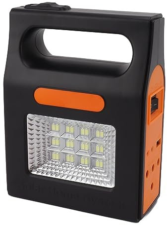 HOHXFYP Generatore Solare da Campeggio, Centrale Elettrica Portatile da 6000 mAh con Pannello Solare, Lampada da 24 LED e 3 Lampadine, Torcia a LED con Uscita per Camper, All'Aperto, Viaggi
