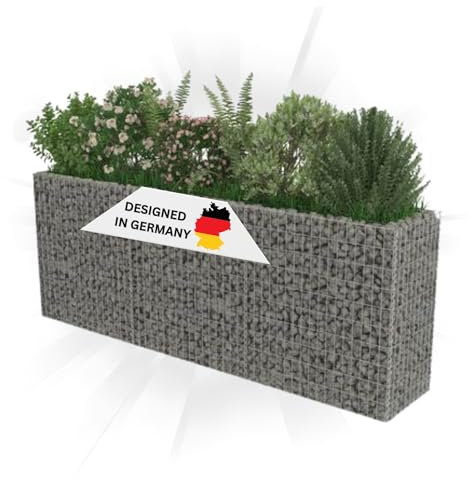 DELUKE Gabionen Hochbeet ROON aus Stahl | 270x50x100cm | Steinkorb Gabionengitter Ziergabione Steingabione Drahtkorb befüllbar