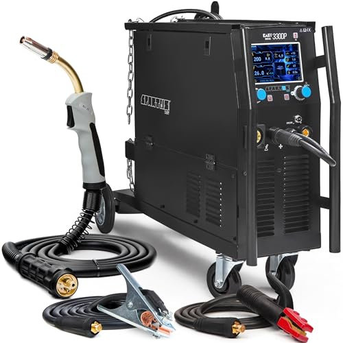 Spartus EasyMIG 330 Dual Puls - Soldador Inverter Profesional 400V 300A - Doble Pulso y Sinergia - MIG/MAG, MMA, TIG Lift - 2T/4T, Inductividad - 4 Rodillos