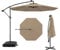 COSTWAY 3M Cantilever Garden Parasol, Hanging Offset Umbrella with 40 LED Lights, Solar Panel Batteries & Sand Bag, Outdoor Water-proof Canopy Sunshade Shelter for Patio Balcony (Coffee)
