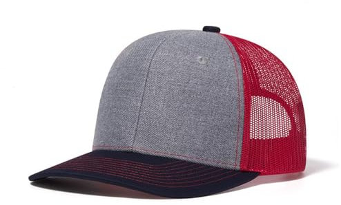 Truckercap Herren,Trucker Cap mit Mesh Netz,Meshcap größenverstellbar Baseball Cap,Sommer atmungsaktive Sun Cap,mit verstellbarem Schnallenverschluss für Sport und Reisen,Grau B+Rot+Dunkle Bule