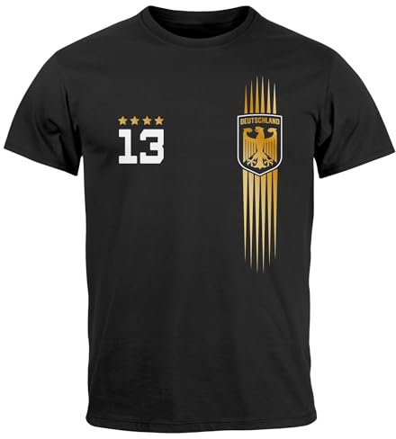 MoonWorks® Herren T-Shirt Deutschland Trikot Fußball EM 2024 Fanshirt Deutschlandshirt Adler Fussball schwarz M