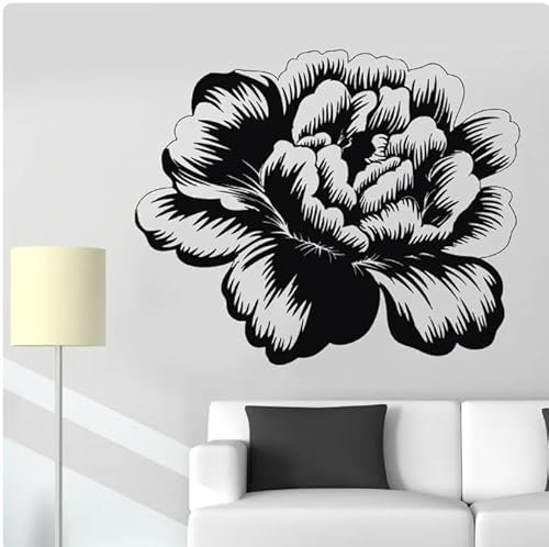 Wandaufkleber, Rosen-Blumen-Dekor, Wandtattoo, Wohnzimmer-Dekoration, Wandtattoo, schwarz, 42 x 34 cm