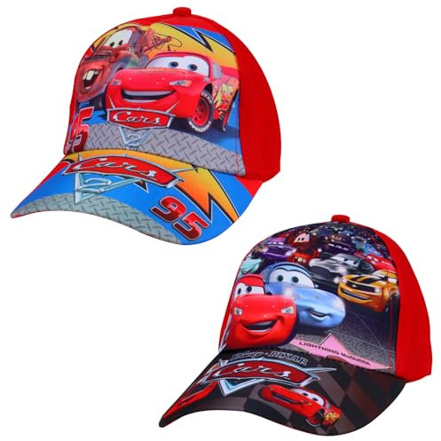 Lightning Kinder Baseball Cap, 2pcs Cars Baseball Cap, Jungen Kappe Baseball, Einstellbare Baumwolle Baseballmützen für Kleinkinder Outdoor Sport Alter 2-14
