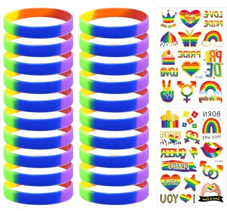 20 Pezzi Di Braccialetti Arcobaleno, 2 Adesivi Per Tatuaggi, Braccialetti In Silicone Arcobaleno, Braccialetti Sportivi, Gioielli Per Le Mani Delle Donne