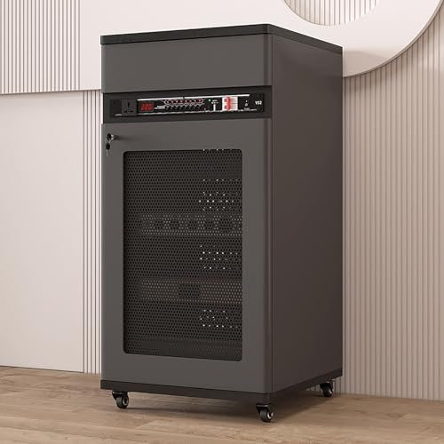 TV Rack HiFi Regal Audio Schrank,Medienaufbewahrungsschrank,AV-Schrank,mit Stauraum,Audio Video Record Player Stand Cabinet,für DVD-Player/Router im Spielzimmer oder Aufnahmeraum.(Gray,52x55x108cm)