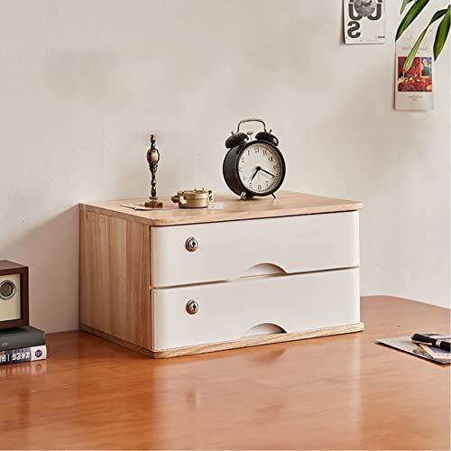 Aufbewahrungsbox Mit Schubladen - Holz Aufbewahrungsbox, Massivholz Schreibtisch Organizer, Schublade Für Bürobedarf, Büro/Zuhause, Kleiner Desktop Aktenschrank, Für Kosmetik/Bücher(A,2 drawer)