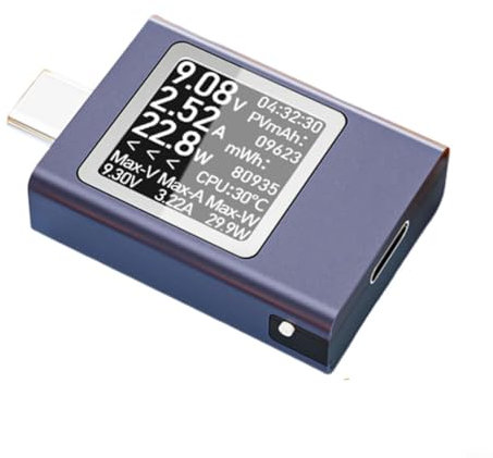 HEIBTENY USB C Tester Meter Messgerät, Typ-C-Spannungsprüfer HDC-085C DC 4,5–50V 43 * 25 * 10 mm Multimeter USB Power Meter Strommesser Spannung(A)