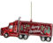 Christbaumschmuck Glas 17,8cm - Weihnachtstruck Figur zum Aufhängen - handbemalt & mit Glitzer - Weihnachtsbaum Anhänger für Weihnachten - Christbaumanhänger & Weihnachtsbaumschmuck - Lkw Truck Rot