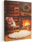 MuchoWow© Weihnachtsdeko Leinwand Bilder 50x70 cm Wanddeko Wohnzimmer Weihnachtsgeschenke Deko Zimmer Wandbilder Modern Bild auf Leinwand Geschenk Winter - Weihnachten - Haus - Kamin