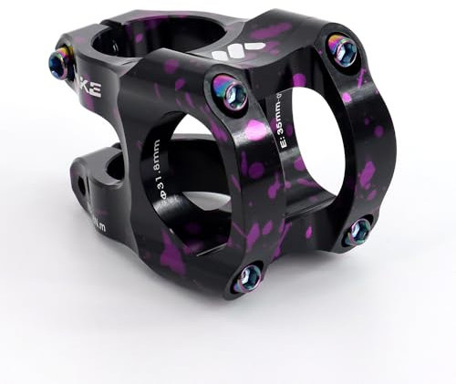 BESNIN Fahrrad Vorbau 0 Grad 31.8mm für Lenker 35mm Kurzer Fahrrad Vorbau Zwei Farben Mix Vorbau Buntes Fahrrad Vorbau (Mix Schwarz-Lila)