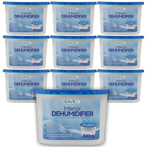 Disposable Dehumidifier 500ml - 10 Pack Absorbs Excess Moisture, Prevents Mold & Mildew - Ideal for Home, Wardrobe, Caravan, Garage, and Small Spaces - Non-Spill, Long-Lasting Humidity Control