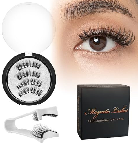 Magnetische Wimpern mit Zange Magnetische Wimpern ohne Eyeliner Magnet Wimpern Natürlich Look 3D Künstliche Wimpern Magnetisch Wiederverwendbar Magnetwimpern ohne kleber Einfach zu Benutzen Black-KS02