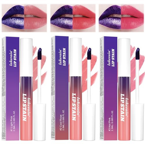 3 piezas Tintes de Labios Despegables, Tinte de Labios Mate, Brillo de Labios de Larga Duración, Resistente al Agua, Antiadherente, Juego de Labios Altamente Pigmentados, Regalos para Mujeres