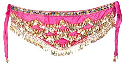 G-LIKE Bauchtanz Hüfttuch Tanzgürtel mit 328 Münzen für Damen Mädchen | Frottee Hüftschal mit Pailletten, ideal für Bauchtanz, Kostüm, Tanzauftritte und Partys