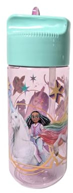 My sweety pop - Gourde enfant plastique avec paille – 17 cm – Bouteille transparente pour école, sport, sorties – Fermeture sécurisée (Licorne - Transparente - Bleu/Violet)