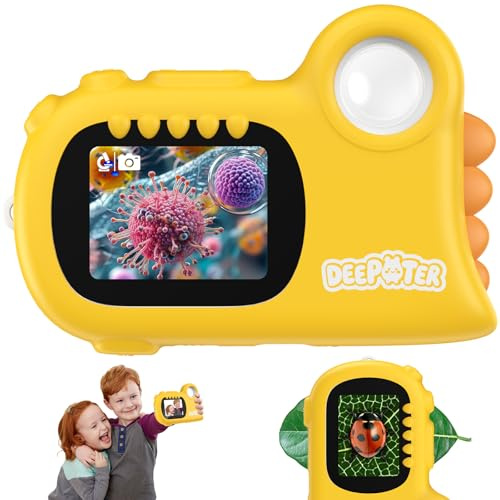 2 in 1 Microscope for Kids & Video Camera, Deepoter 1000X Digital Microscope with 2.0 Screen, Portable Handheld Kids Camera Toys, STEM Educational Science Kit Gifts for 3-12 Age Years Old Boys Girls