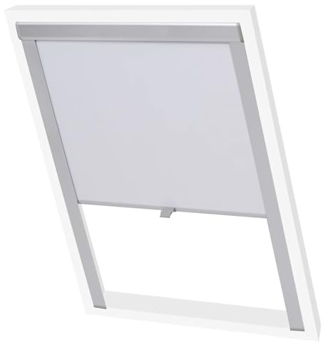YUTAASU Tenda Oscurante per Finestre sul Tetto Velux M06/306, Tessuto in Poliestere con Rivestimento Termico in Alluminio, Meccanismo di Tiro Centrale Regolabile, Colore Bianco,