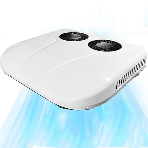 DHMYYXGS Climatiseur électrique Stationnement Ultra-Plat,Climatiseur Toit Camping Car Climatiseur,Climatiseur Silencieux,pour Camping-Car, Camion,Caravane,Fourgonnette doublehole-12V