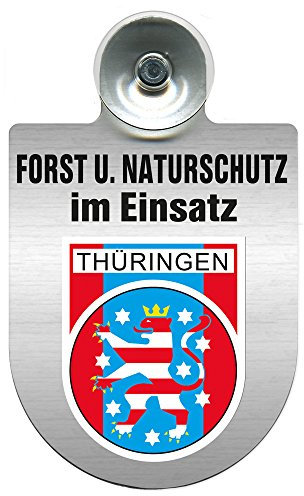 Einsatzschild mit Saugnapf - Forst u. Naturschutz im Einsatz 393813 incl. Regionenwappen nach Wahl Farbe Region Thüringen