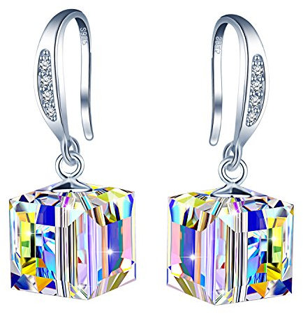 MicLee Ohrringe Damen 925 Sterling Silber Zirkonia Kristall Fantasie-Würfel Ohrhänger Ohrstecker mit Swarovski Steinen, Bestes Geschenk für Frauen Mädchen