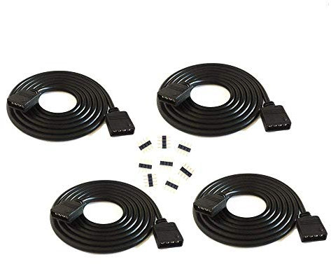zmtyuguan 4pcs black 1M 3.28ft 4 Color RGB Extension Cable LED Strip Connector Extension Cable Cord Wire 4 Pin LED Connector for SMD 5050 3528 2835 RGB LED Light Strip (4 PCS)