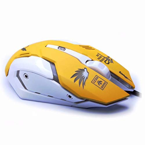 CSZH Watch Rose Souris Pionnier CF Anime dva Filaire Gaming Mouse Cartoon Souris garçons et Filles Cheveux rétro-éclairé Esports Manger Poulet LOL (Jaune)