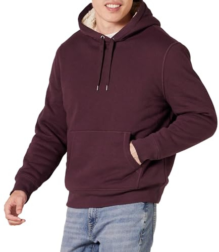 Amazon Essentials Felpa con Cappuccio con Fodera in Sherpa Uomo, Bordeaux, L