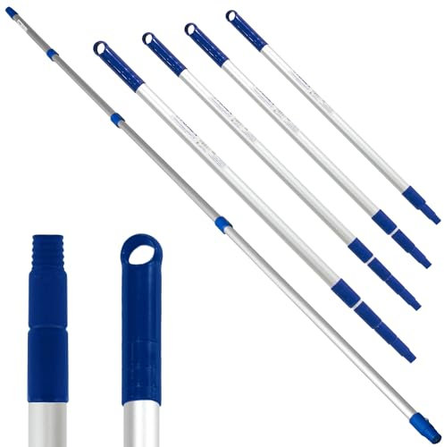 PAMEX Bastone estensibile 5 metri. Bastone con manico telescopico professionale in alluminio. Prolunga estensibile con filettatura. Resistente alla corrosione e all'usura