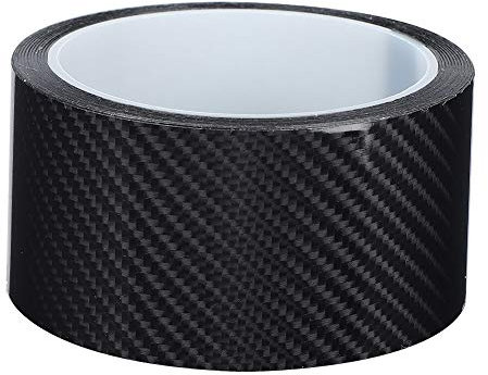 Qiilu Scotch Carbone, Rouleau Fibre de Carbone, Autocollant Noir de Protection de Bord de Porte de Voiture de Film Protecteur de Fibre de Carbone Noir(5CM*3M)