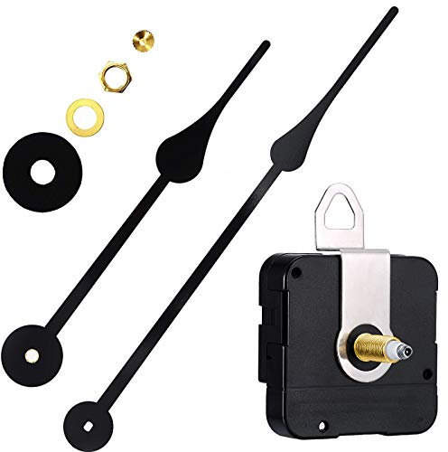 HILLHOME High Torque I Shaft Hands Quartz DIY Wall Clock Movement Mechanism with 9.1 Inch Long Spade Hand Battery Operated Repair Parts Replacement, 3/10 in Max Dial Thickness, 4/5 in Total Length