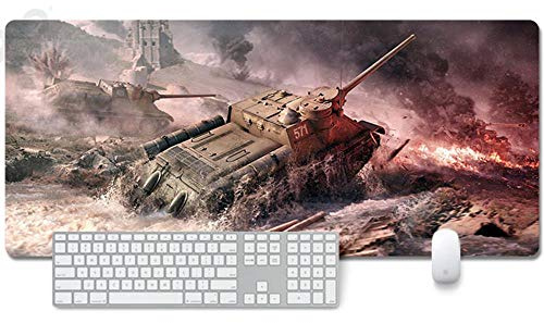 ITBT Mauspad World of Tanks Anime Mauspad Gemütlich Mousepad 900x400mm Mikrofaser Verbessert Geschwindigkeit und Präzision, rutschfest Gummierte Unterseite Waschbar Verschleißfest,Für Desktop PC, X