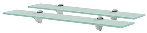vidaXL 2X Estantes Flotantes Balda Colgantes Expositora Estantería Montado para Libros y Objetos Decoración Pasillo Almacenamiento Vidrio 60x10cm
