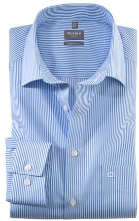 OLYMP Herren Hemd Langarm 072664 Römer Streifen Comfort Fit bleu, 39