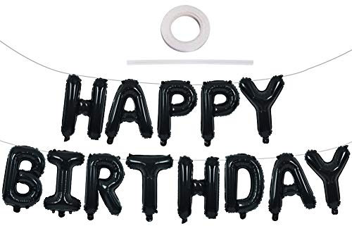 Schwarz Happy Birthday Folienballons 16 Zoll Happy Birthday Geburtstag Luftballons Buchstaben Folien Banner Helium Ballon für Hochzeit, Jubiläum Party Dekoration