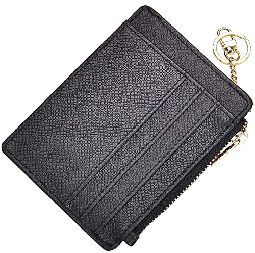 Ehsbuy Portefeuille RFID Bloquant Porte-Carte en Cuir avec Fermeture à Glissière, Porte-Monnaie et Porte-Clés pour Femmes et Hommes