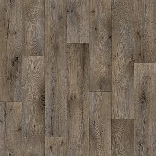247Floors Forli Wood Plank Effect Vinyl Flooring 2.3mm Realistic Foam Backed Slip Resistant Lino (2.5m x 2m / 8ft 2 x 6ft 6, Beige Brown Planks)